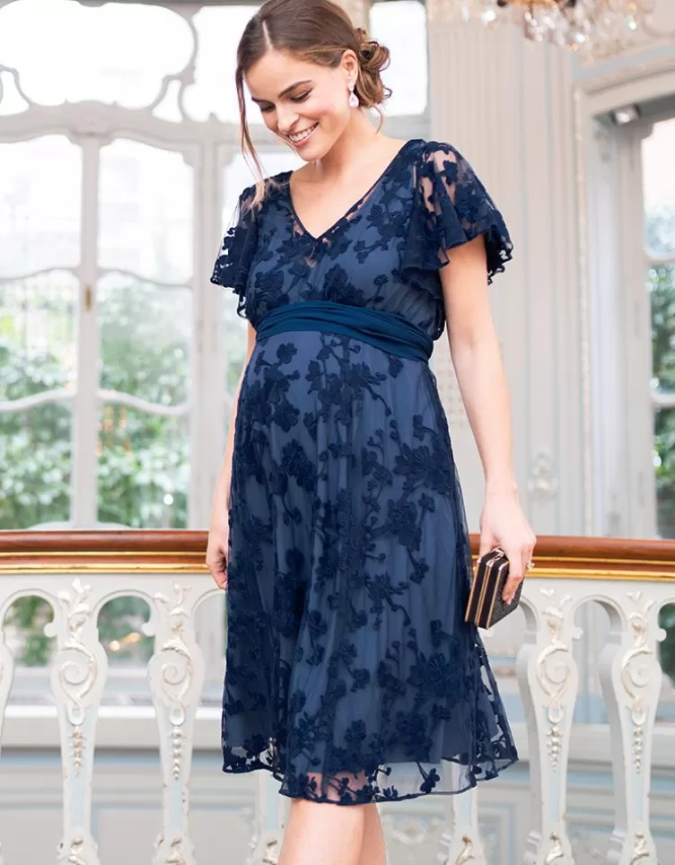 Seraphine All Nursing | Dresses*Navy Blue Floral Lace Maternity to Nursing Occasion Dress |