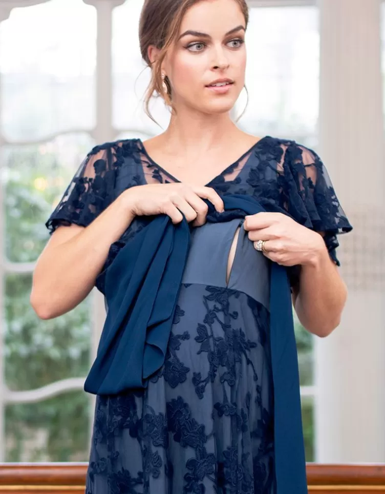 Seraphine All Nursing | Dresses*Navy Blue Floral Lace Maternity to Nursing Occasion Dress |