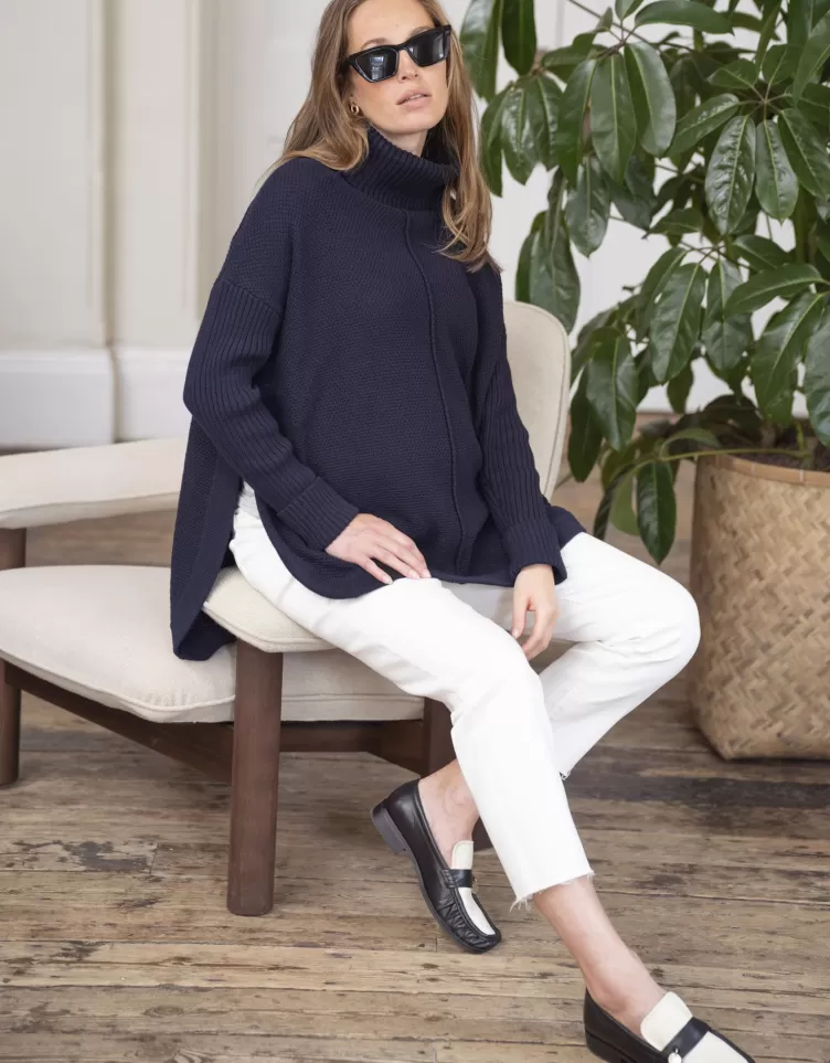 Seraphine Jumpers & Knitwear | Tops*Navy Cotton Cape-Style Maternity Jumper |