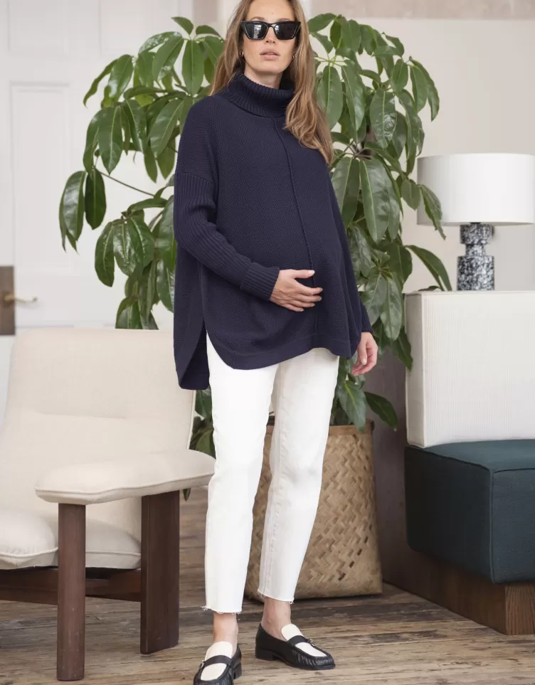 Seraphine Jumpers & Knitwear | Tops*Navy Cotton Cape-Style Maternity Jumper |