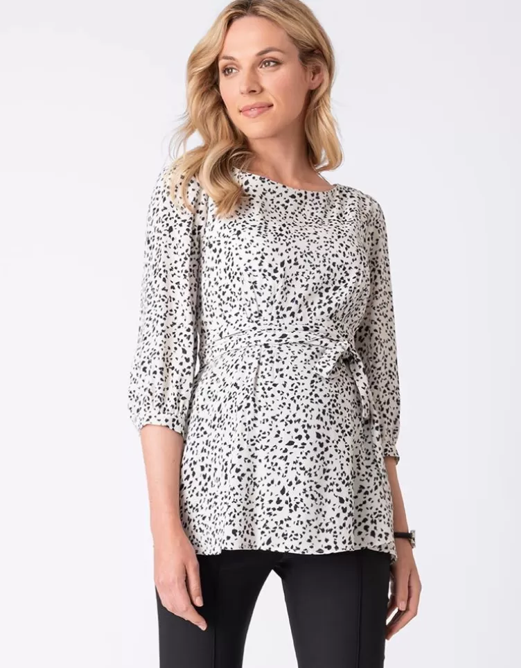 Seraphine Tops*Printed Belted Maternity Blouse |