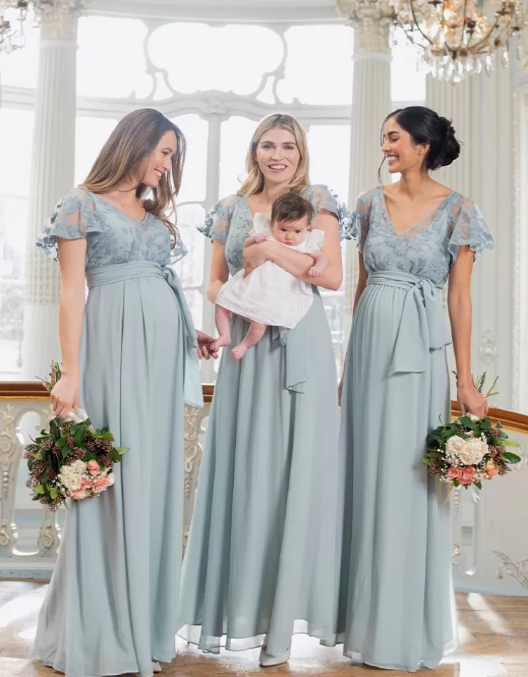 Seraphine All Nursing | Dresses*Sage Green Lace & Silk Chiffon Maxi Maternity & Nursing Occasion Dress |