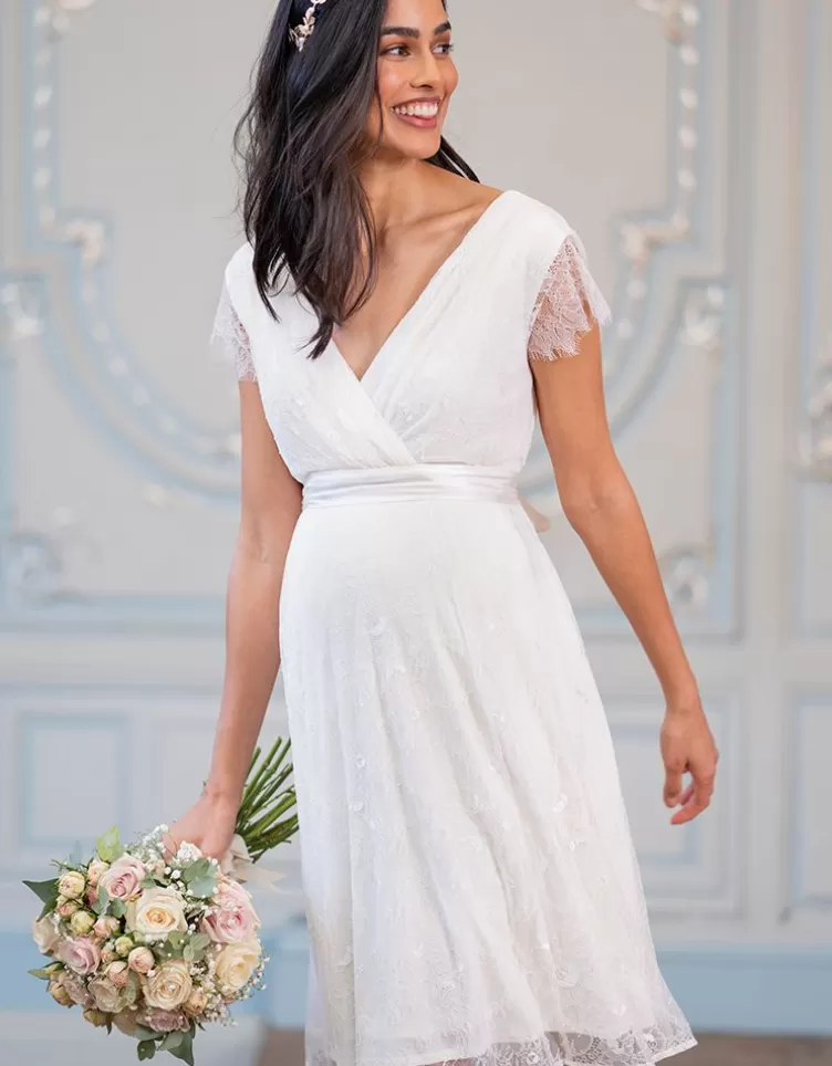 Seraphine Occasion Dresses | Dresses*Short Lace V Neck Maternity Wedding Dress |