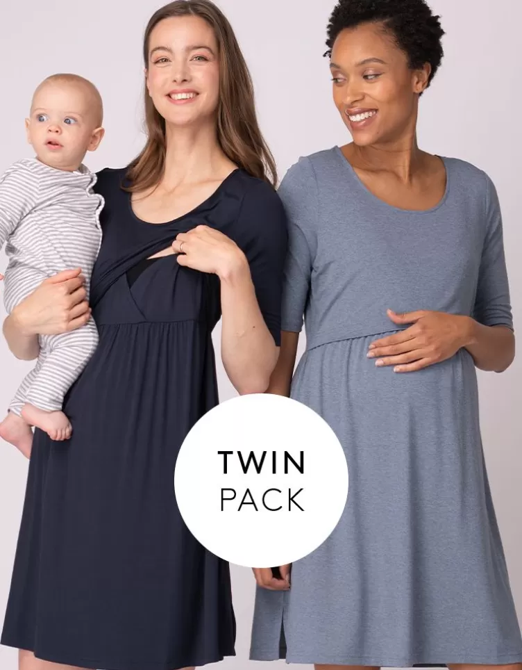 Seraphine Nightwear | Nightwear & Loungewear*Stretch Jersey Maternity & Nursing Nighties – Twin Pack |