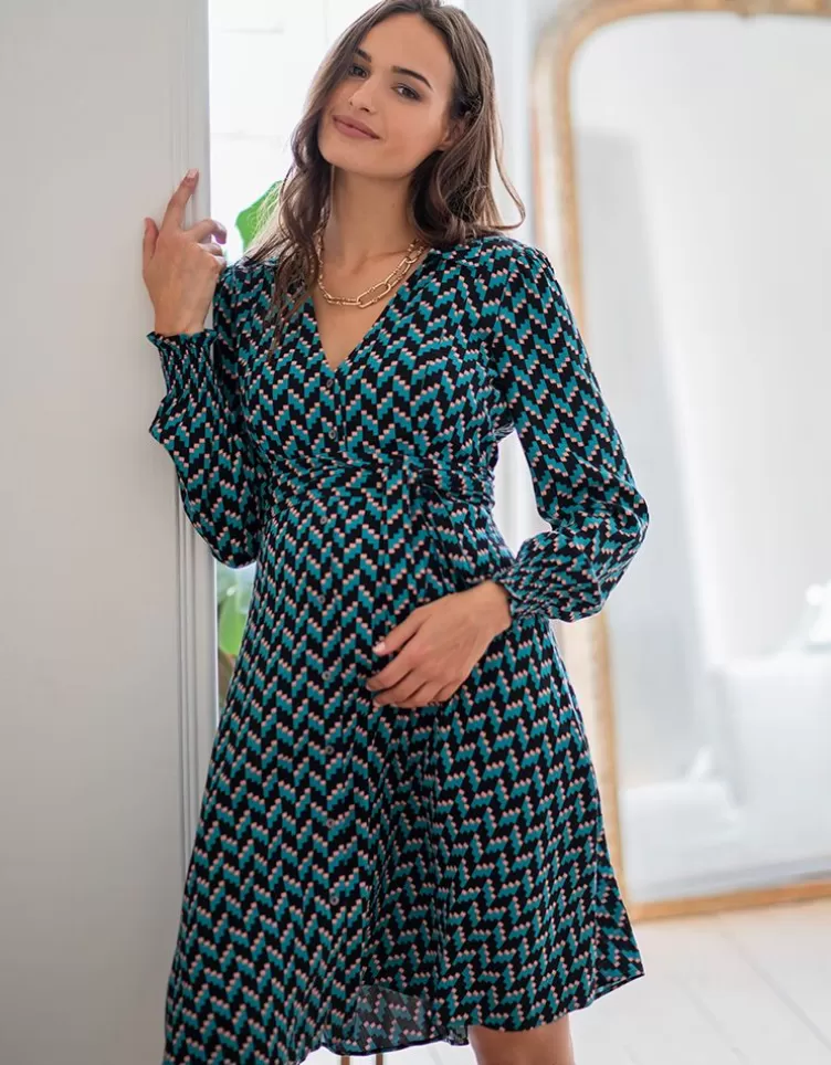 Seraphine All Nursing | Dresses*Teal Maternity & Nursing Shirt Dress |