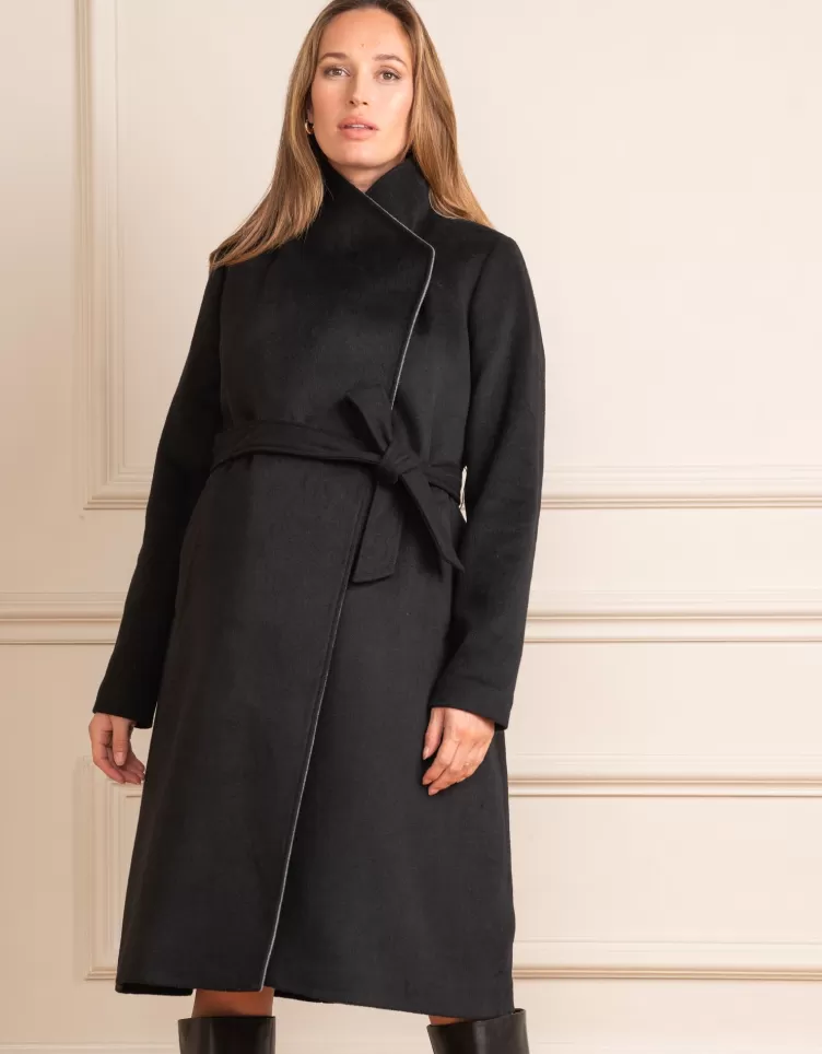 Seraphine Coats & Jackets*Wool Blend Black Wrap Maternity Coat |